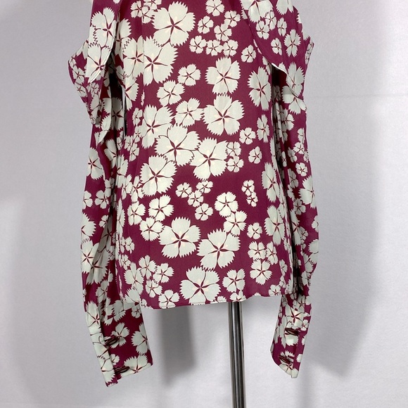 Alexis Paloma Silk Tie Neck Cold Shoulder Blouse Floral size medium - Picture 8 of 16